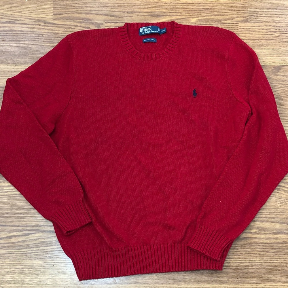 Polo by Ralph Lauren red Pima Cotton Crewneck Sweater XXL 2XL
